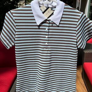 Sport Haley brand new golf shirt - women's striped brown and blue...small.
